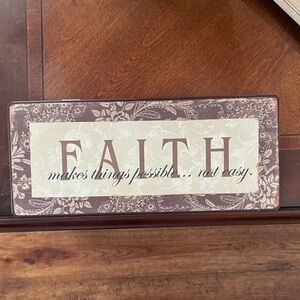 Hobby Lobby Brown and Cream Faith Metal decorative plaque